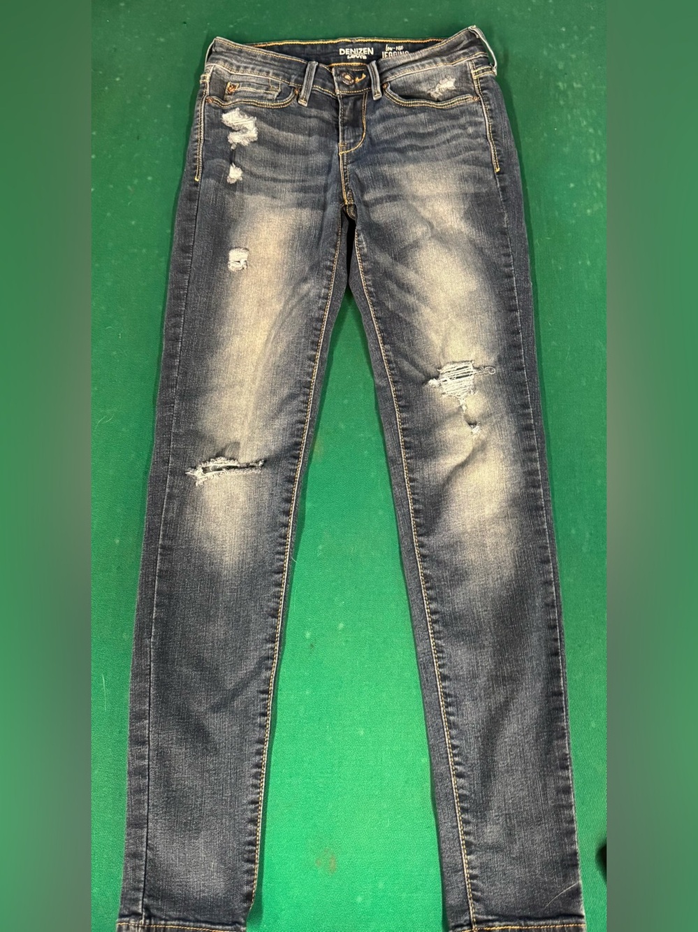 Denizen from Levi's Distressed Skinny Jeans - Dark Blue Fade